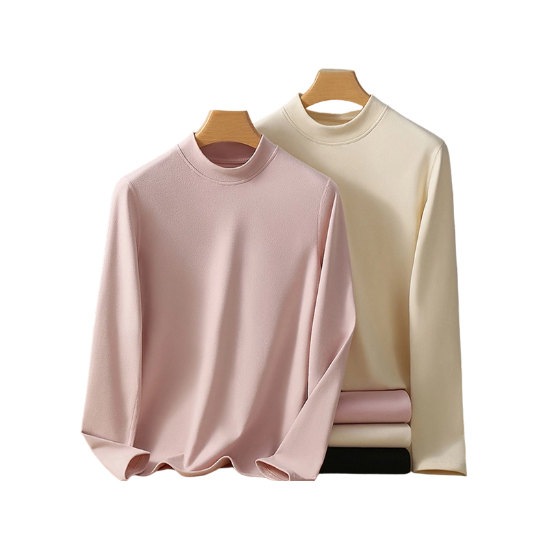 Conjunto térmico de cuello medio de polar alemán de algodón acanalado para mujer