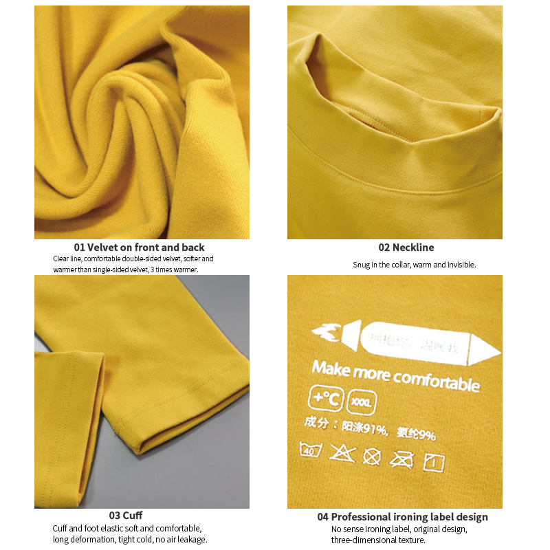 Conjunto térmico de cuello medio de polar alemán de algodón acanalado para mujer