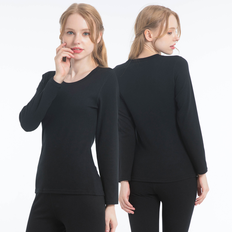 Conjunto de ropa interior térmica de cuello redondo de polar alemán para mujer