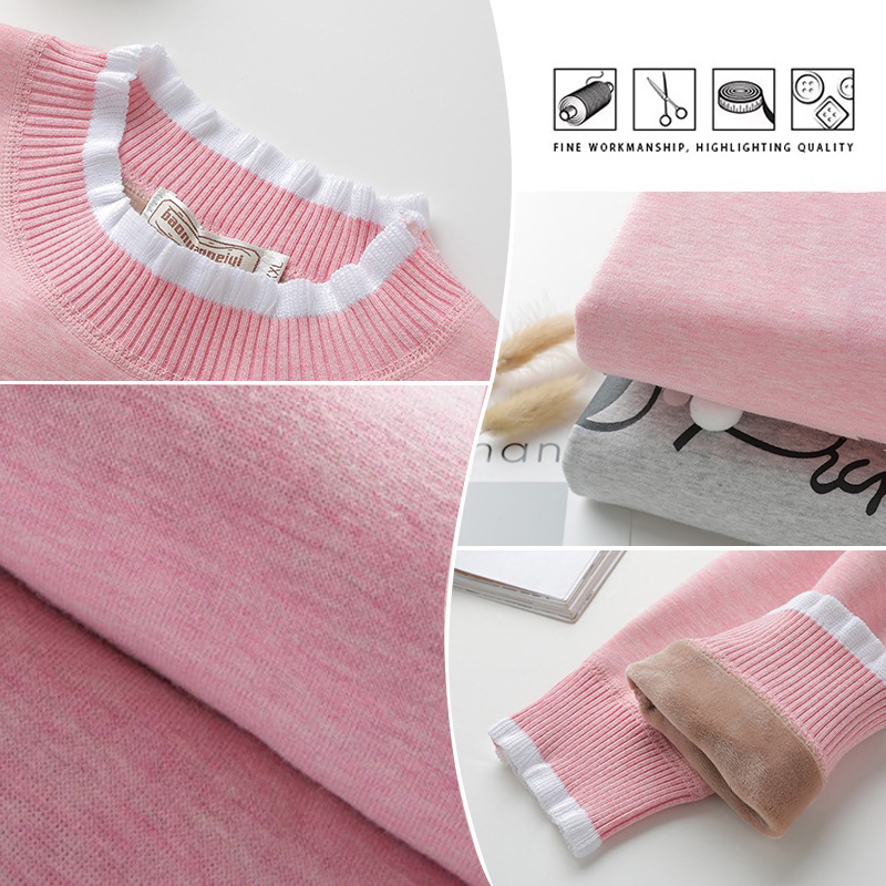 Juego térmico de cuello de encaje para mujer