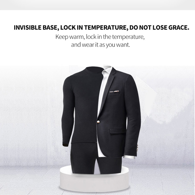 Conjuntos de ropa interior térmica para hombre con cuello redondo y cuello medio