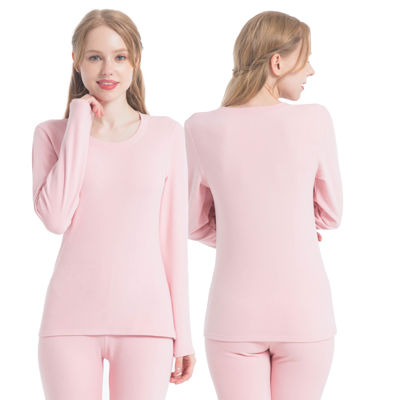 Juego térmico de cuello redondo cepillado de polar alemán para mujer