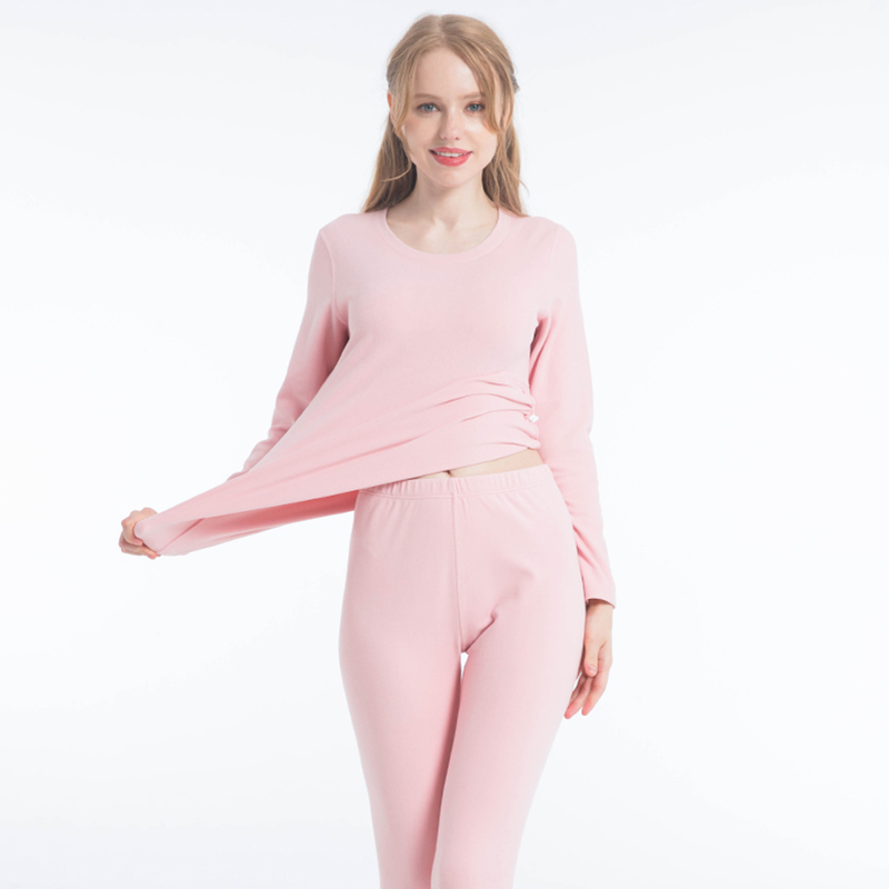 Juego térmico de cuello redondo cepillado de polar alemán para mujer