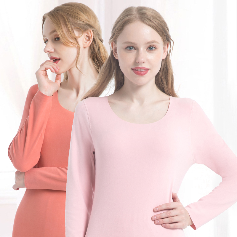 Juego térmico de cuello redondo sin costuras de polar alemán para mujer