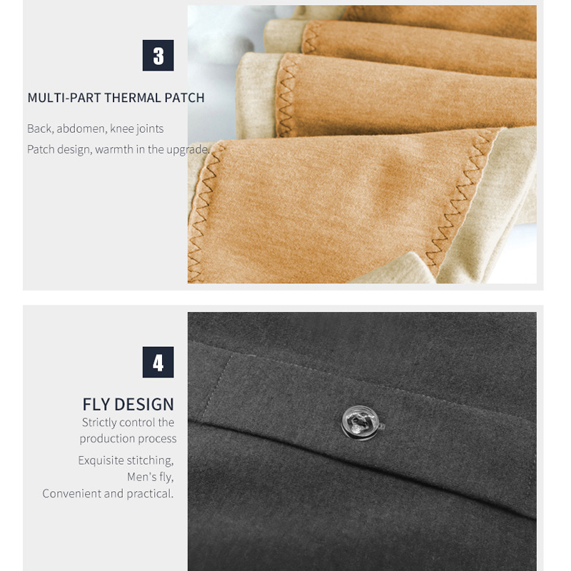 Conjunto de ropa interior térmica con parche de cuello redondo para hombre