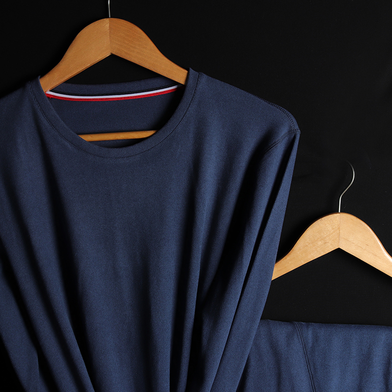 Conjuntos de ropa interior térmica para hombre con cuello redondo cepillado y forro polar alemán