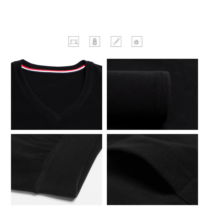 Conjuntos de ropa interior térmica para hombre con cuello redondo cepillado y forro polar alemán