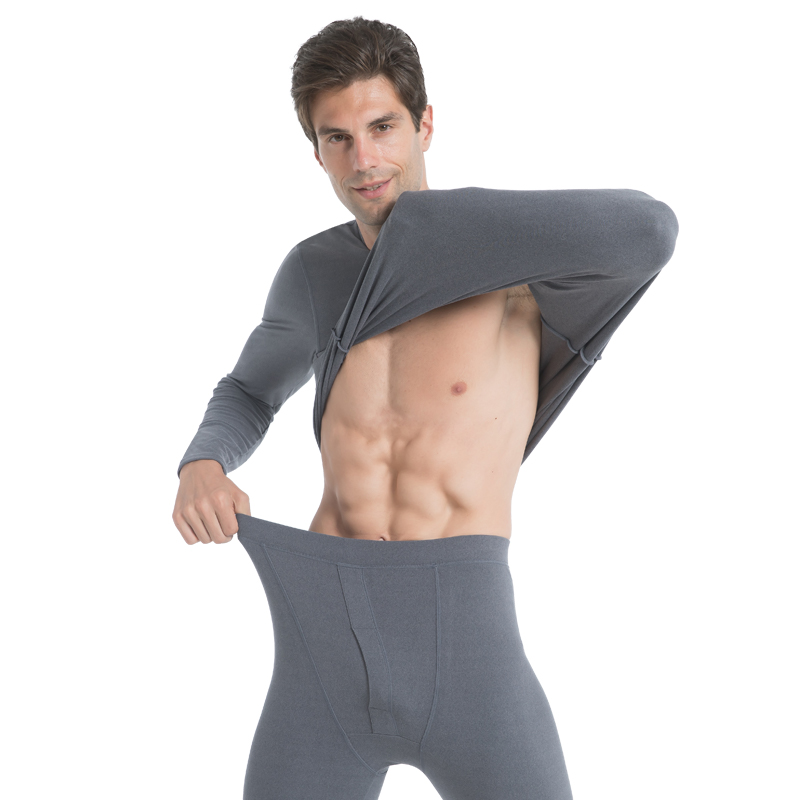 Conjuntos de ropa interior térmica para hombre con cuello redondo cepillado y forro polar alemán