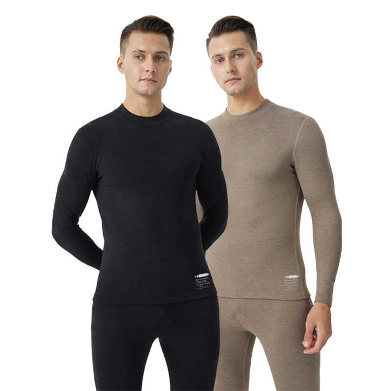 Conjuntos de ropa interior térmica para hombre con cuello redondo y cuello medio