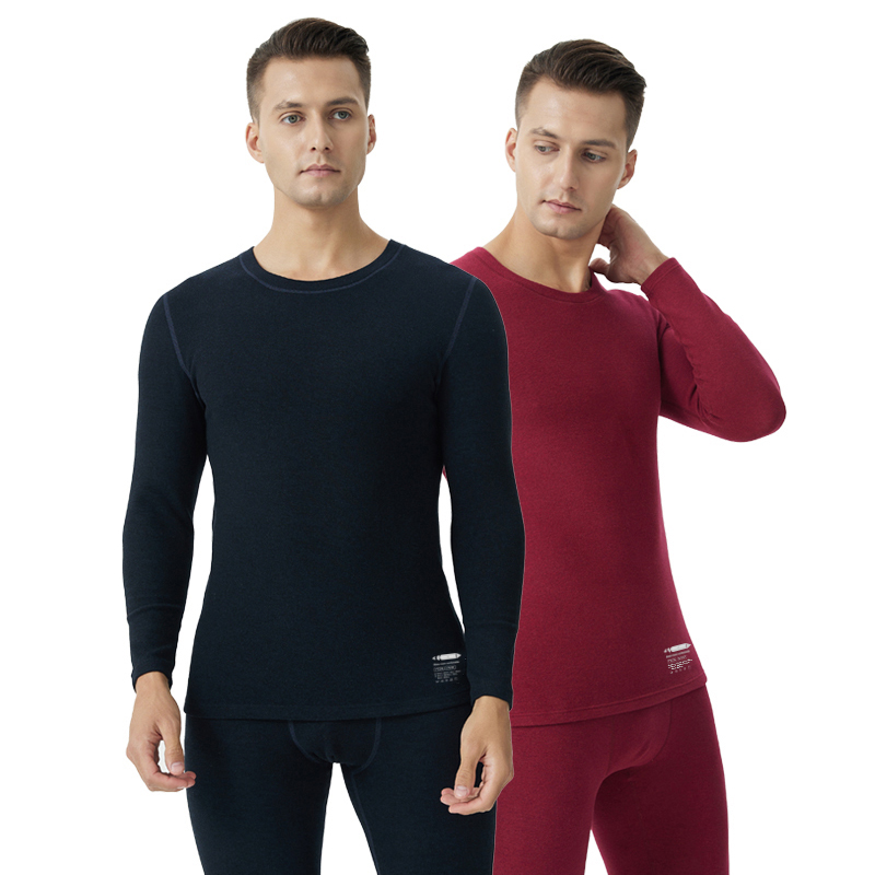 Conjunto de ropa interior térmica para hombre con cuello redondo y cuello medio de Camel Hair